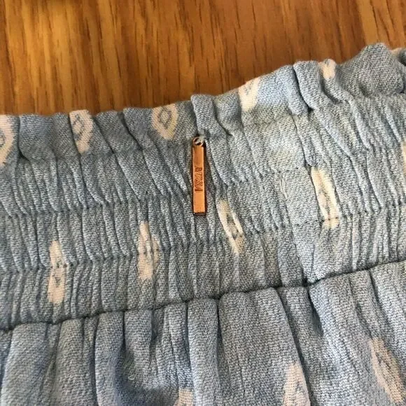 NWT MISA Los Angeles Marion Chambray Blue Tiered Ruffle Mini Skirt - Picture 6 of 10